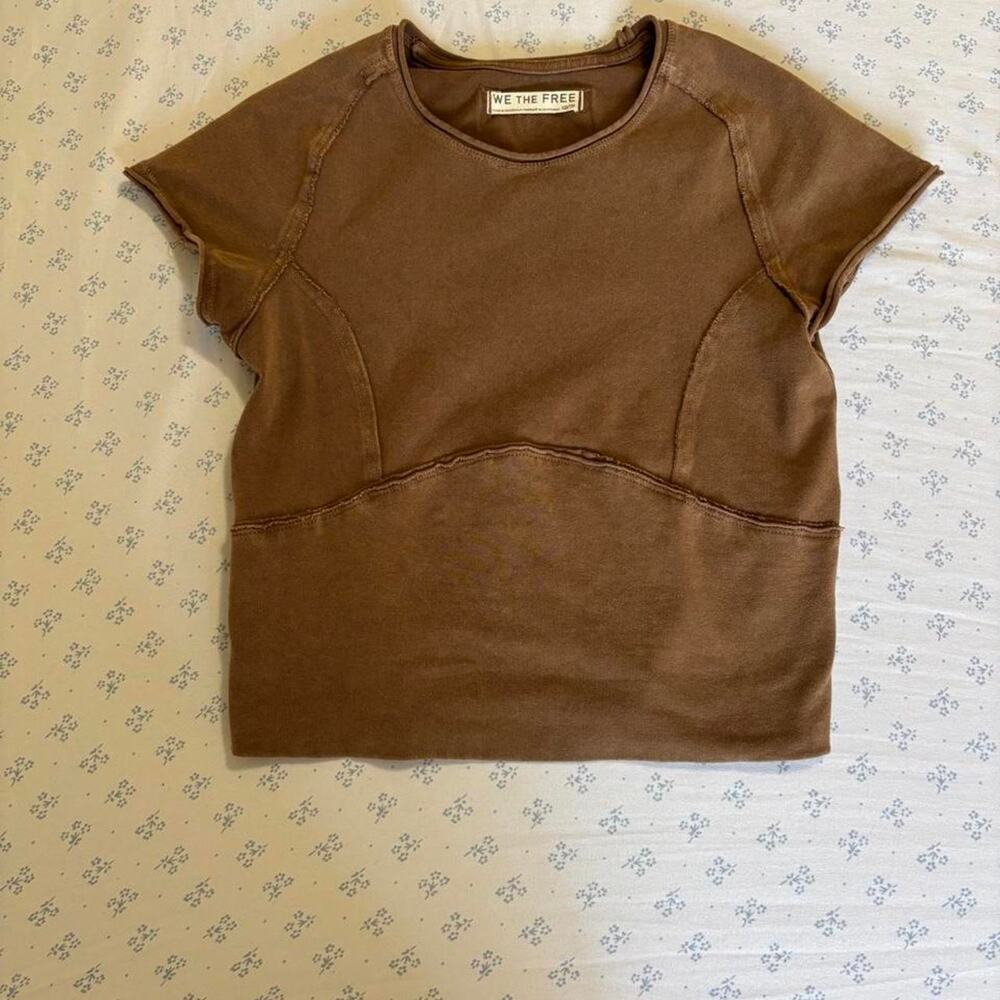 🤎 We The Free by Free People washed brown cropped tee